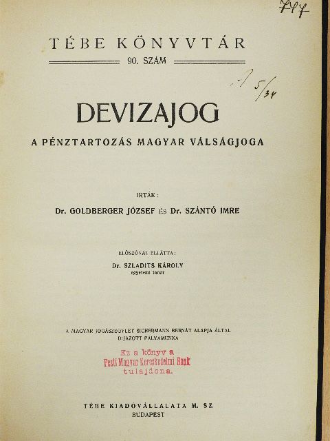 Dr. Goldberger József - Devizajog [antikvár]