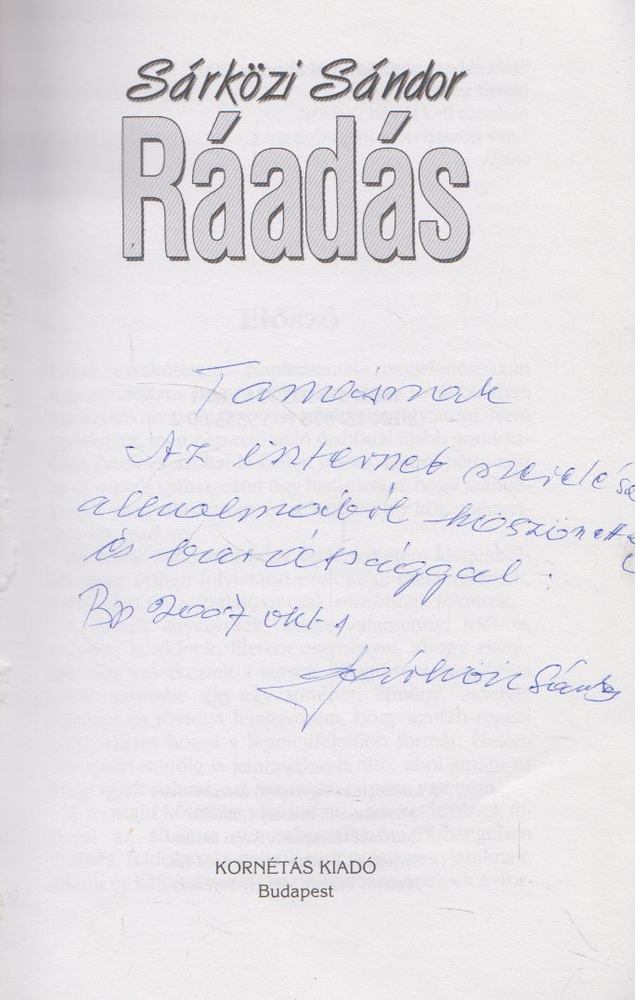 Sárközi Sándor - Ráadás (dedikált) [antikvár]