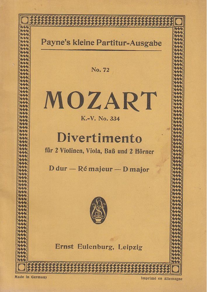 Mozart, Wolfgang Amadeus - Divertimento D-dur für 2 Violinen, Viola, Baß und 2 Hörner von Wolfgang Amadeus Mozart [antikvár]