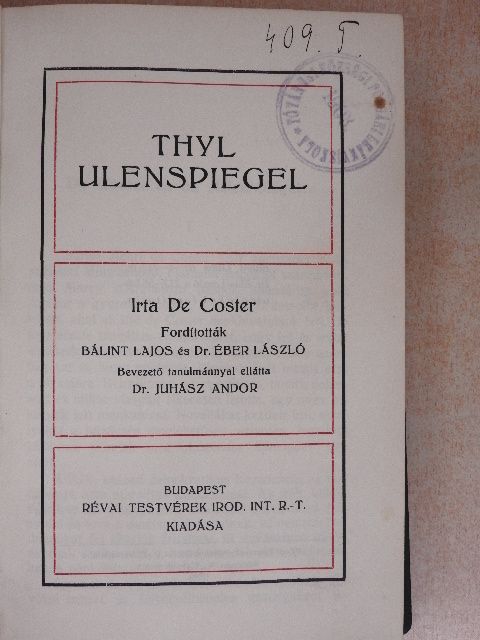 Charles de Coster - Thyl Ulenspiegel [antikvár]