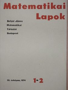 Böröczky Károly - Matematikai Lapok 1974/1-2. [antikvár]