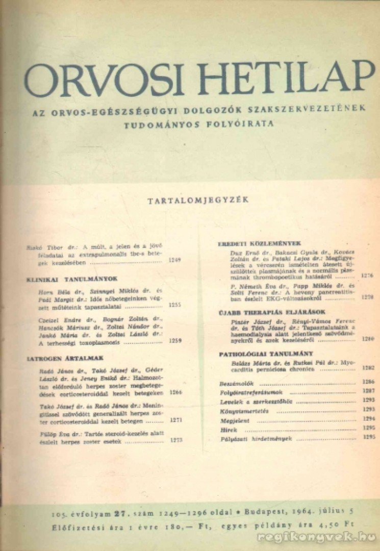 TRENCSÉNI TIBOR - Orvosi Hetilap 1964 I-II. (teljes évfolyam) [antikvár]