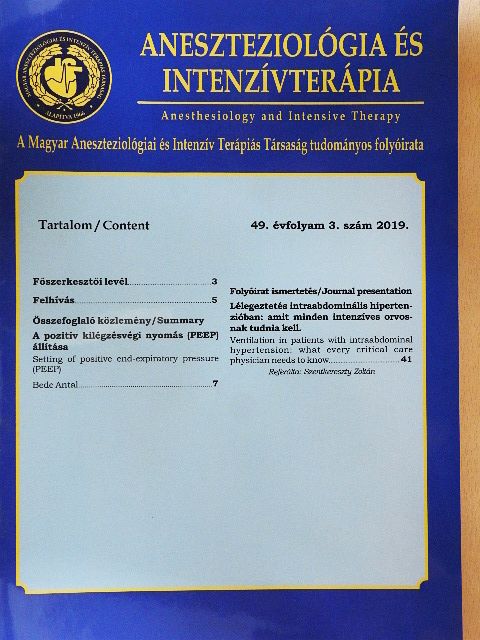 Bede Antal - Aneszteziológia és intenzív terápia 2019/3. [antikvár]