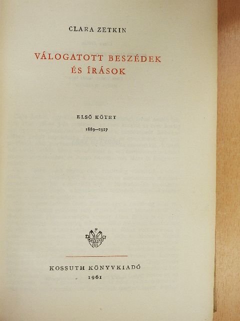 Clara Zetkin - Válogatott beszédek és írások I. [antikvár]