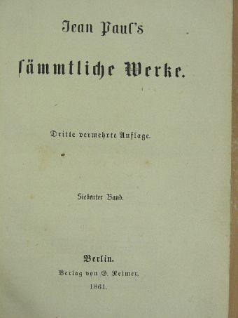 Jean Paul - Jean Paul's sämmtliche Werke VII-VIII. (gótbetűs) [antikvár]