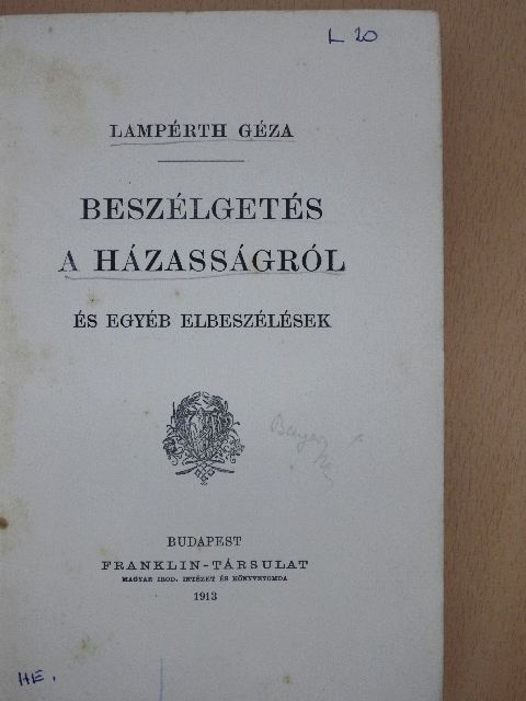 Lampérth Géza - Beszélgetés a házasságról [antikvár]