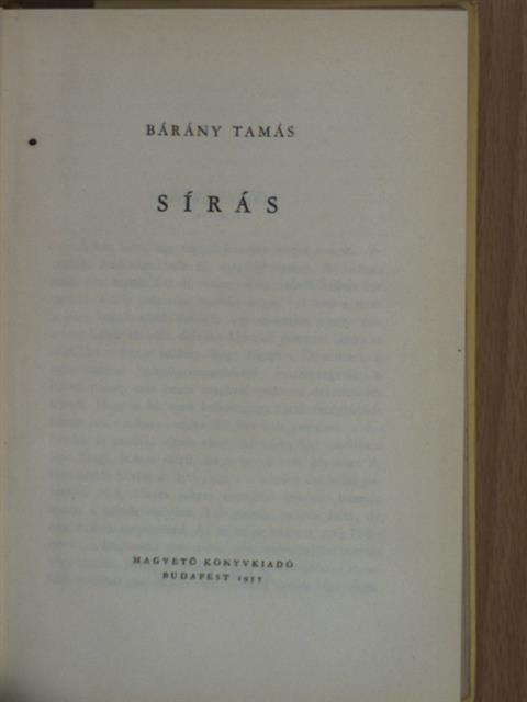 Bárány Tamás - Sírás [antikvár]