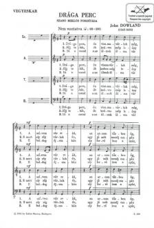 DOWLAND, JOHN - DRÁGA PERC - VEGYESKARRA - SZABÓ MIKLÓS FORDÍTÁSA