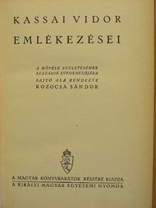 Kassai Vidor - Kassai Vidor emlékezései [antikvár]