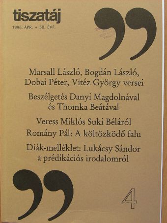 Bertha Zoltán - Tiszatáj 1996. április [antikvár]