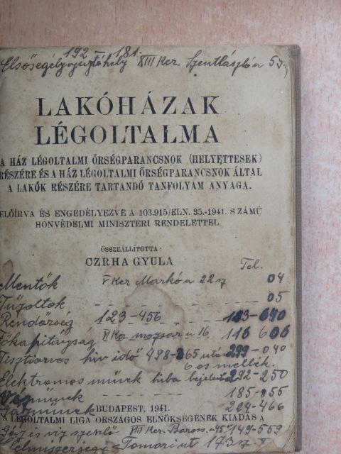 Lakóházak légoltalma [antikvár]