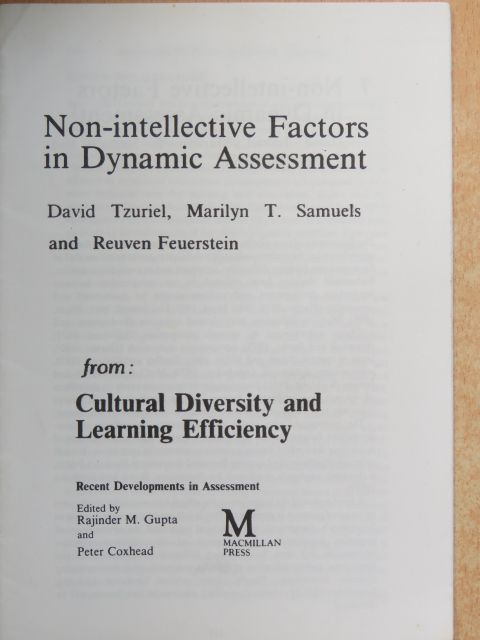David Tzuriel - Non-intellective Factors in Dynamic Assessment [antikvár]