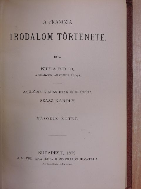 Nisard D. - A franczia irodalom története II. [antikvár]