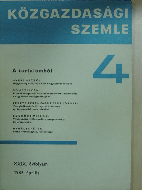Fekete Ferenc - Közgazdasági Szemle 1982. április [antikvár]