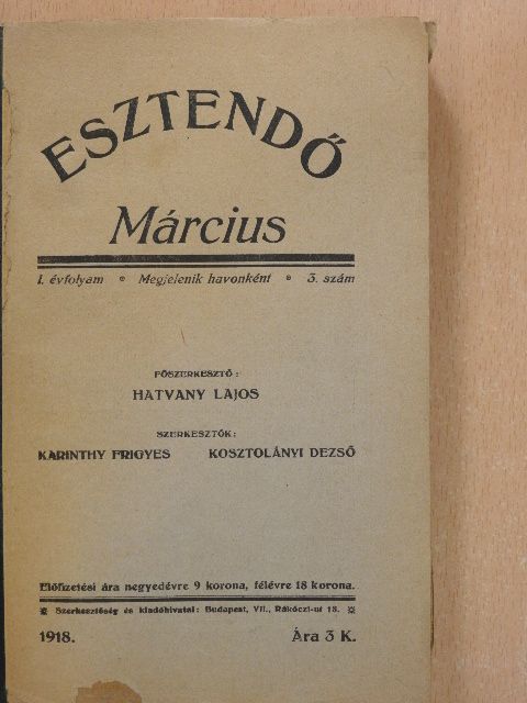 Dr. Szabó István - Esztendő 1918. március [antikvár]