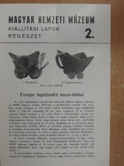 Korek József - Magyar Nemzeti Múzeum kiállítási lapok - Régészet 2. [antikvár]
