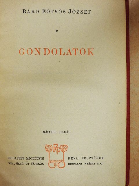 Báró Eötvös József - Gondolatok [antikvár]