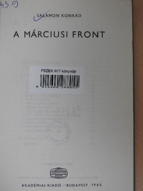 Salamon Konrád - A Márciusi Front [antikvár]