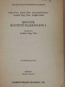 Cséka Ervin - Magyar büntető eljárási jog I. [antikvár]