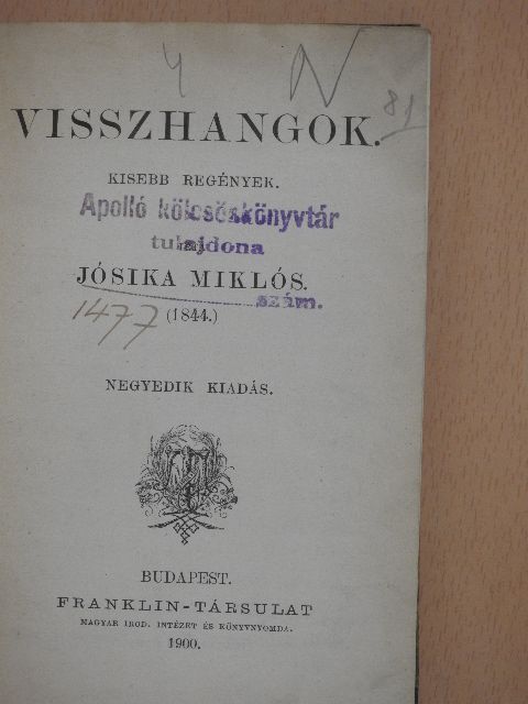Jósika Miklós - Visszhangok [antikvár]