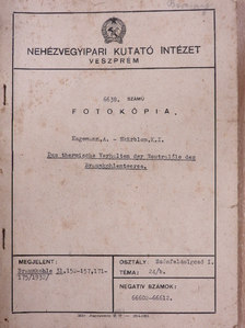 A. Hagemann - Das thermische Verhalten der Neutralole des Braunkohlenteeres [antikvár]