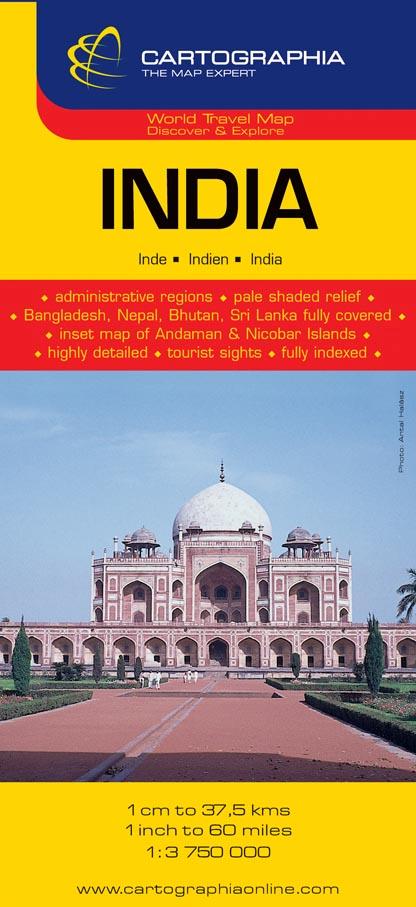 Cartographia Kiadó - INDIA TÉRKÉP 1:3750000 CART. "SC"