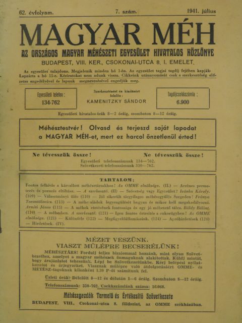 Arnóti János - Magyar Méh 1941. július [antikvár]