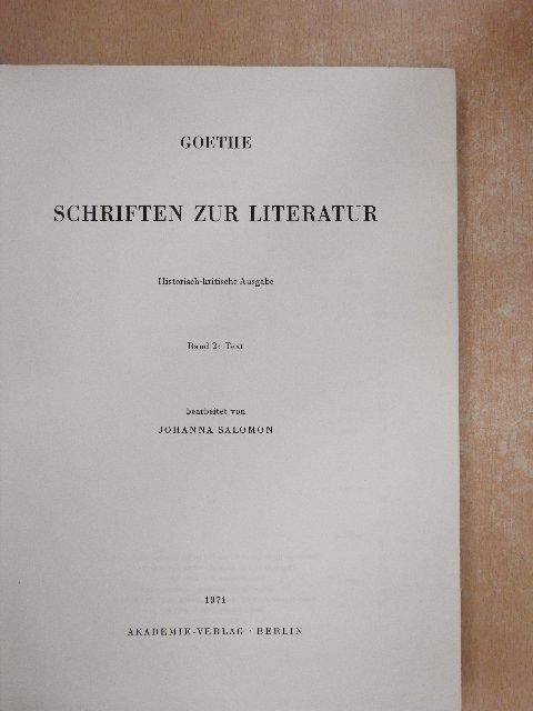 Goethe - Schriften zur Literatur 2 [antikvár]