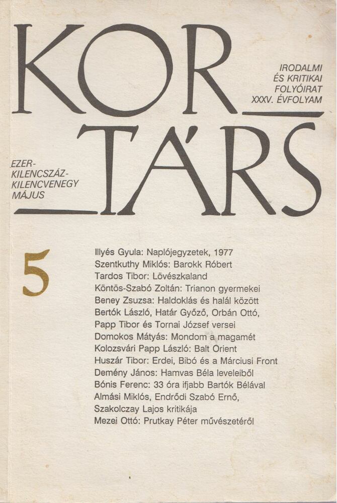 Kis Pintér Imre - Kortárs 1991. május [antikvár]