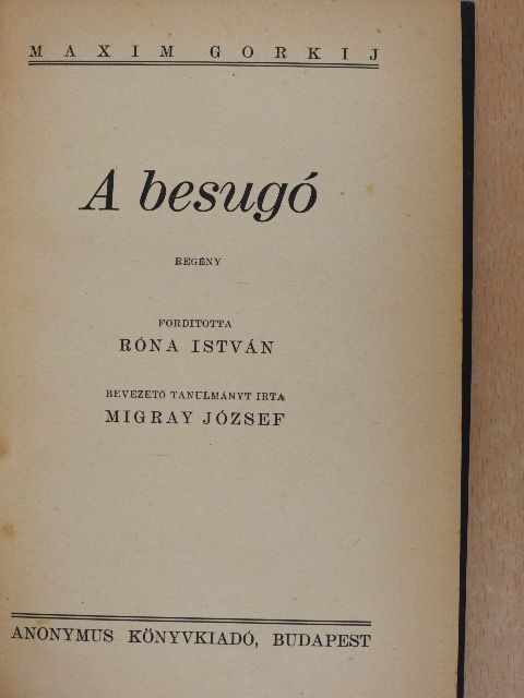 Maxim Gorkij - A besugó [antikvár]