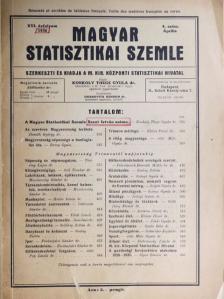Barsy Gyula - Magyar Statisztikai Szemle 1938. április [antikvár]