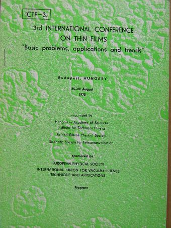 3rd International Conference on Thin Films [antikvár]