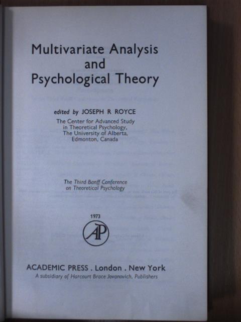 D. W. Fiske - Multivariate Analysis and Psychological Theory [antikvár]