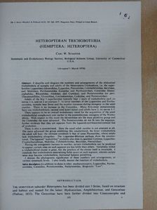Carl W. Schaefer - Heteropteran Trichobothria [antikvár]
