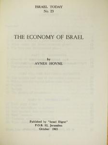Avner Hovne - The Economy of Israel [antikvár]