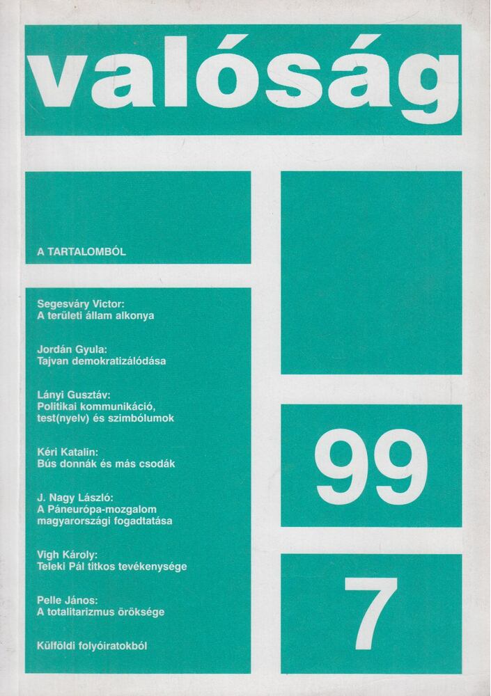 TŐKÉCZKI LÁSZLÓ - Valóság 1999/7. [antikvár]