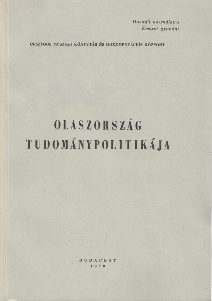 Olaszország tudománypolitikája [antikvár]