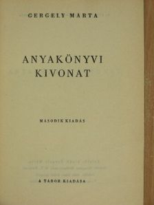 Gergely Márta - Anyakönyvi kivonat [antikvár]
