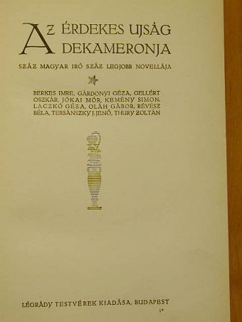 Berkes Imre - Az Érdekes Ujság Dekameronja III. (töredék) [antikvár]