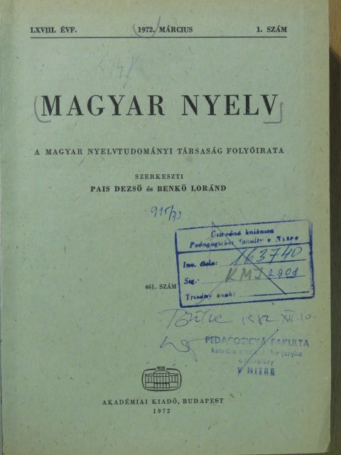 Mező András - Magyar Nyelv 1972. január-december [antikvár]