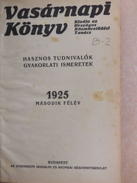 Vasárnapi Könyv 1925. II. (fél évfolyam) [antikvár]