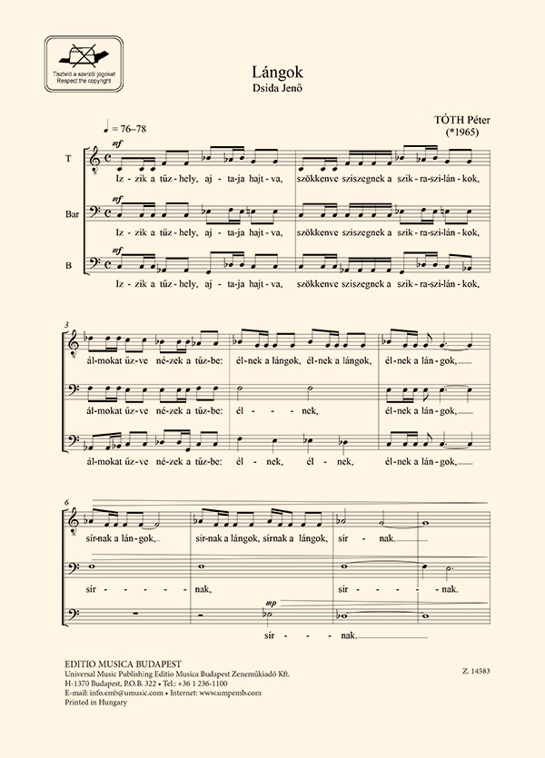 Tóth Péter - LÁNGOK FÉRFIKARRA,DSIDA JENŐ VERSÉRE