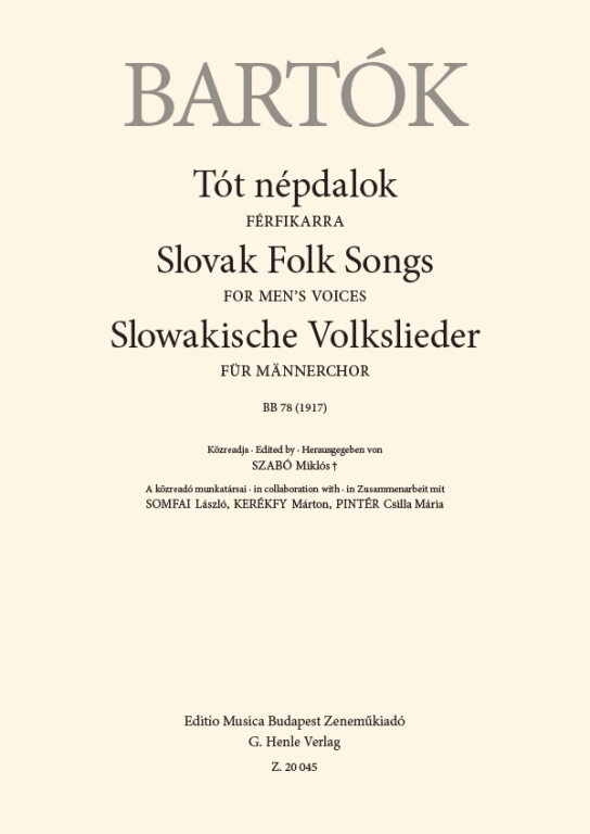 Bartók Béla - TÓT NÉPDALOK - FÉRFIKARRA