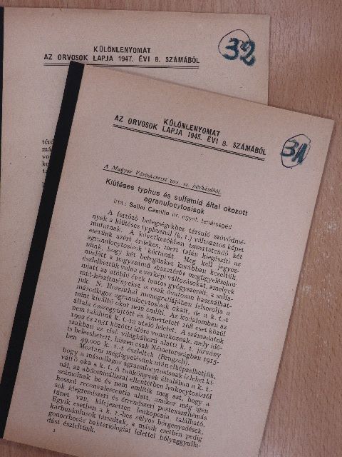 Dr. Sellei Camillo - Különlenyomatok az Orvosok Lapja számaiból 1945., 1947 (2 db) [antikvár]