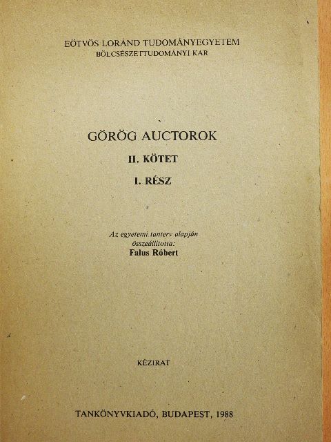 Aristophanés - Görög auctorok II/I. (görög nyelvű) [antikvár]
