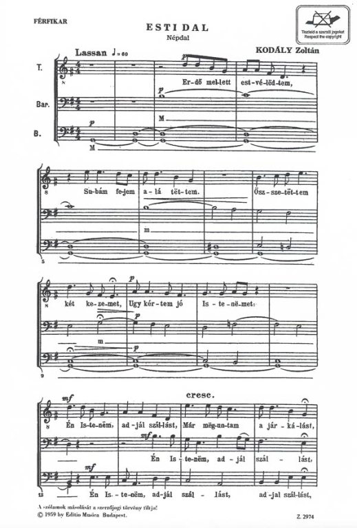 KODÁLY Z - ESTI DAL FÉRFIKARRA (NÉPDAL)