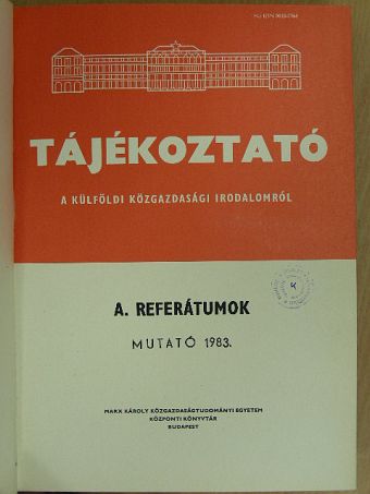 Tájékoztató a külföldi közgazdasági irodalomról 1983/1-6. (fél évfolyam) [antikvár]