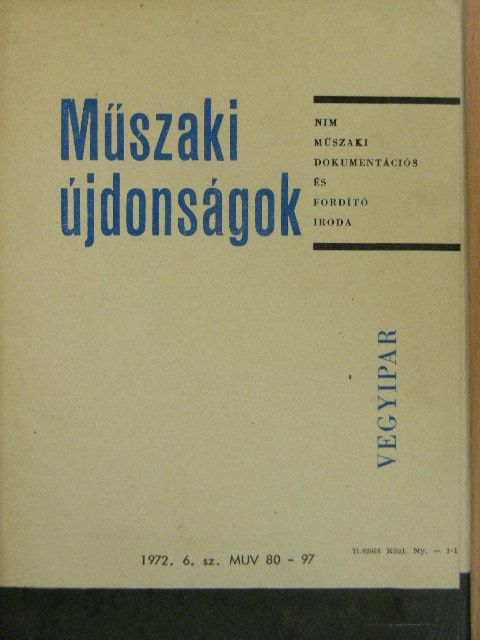 Borlai Oszkár - Műszaki Újdonságok 1972/6. MUV 80-97 [antikvár]