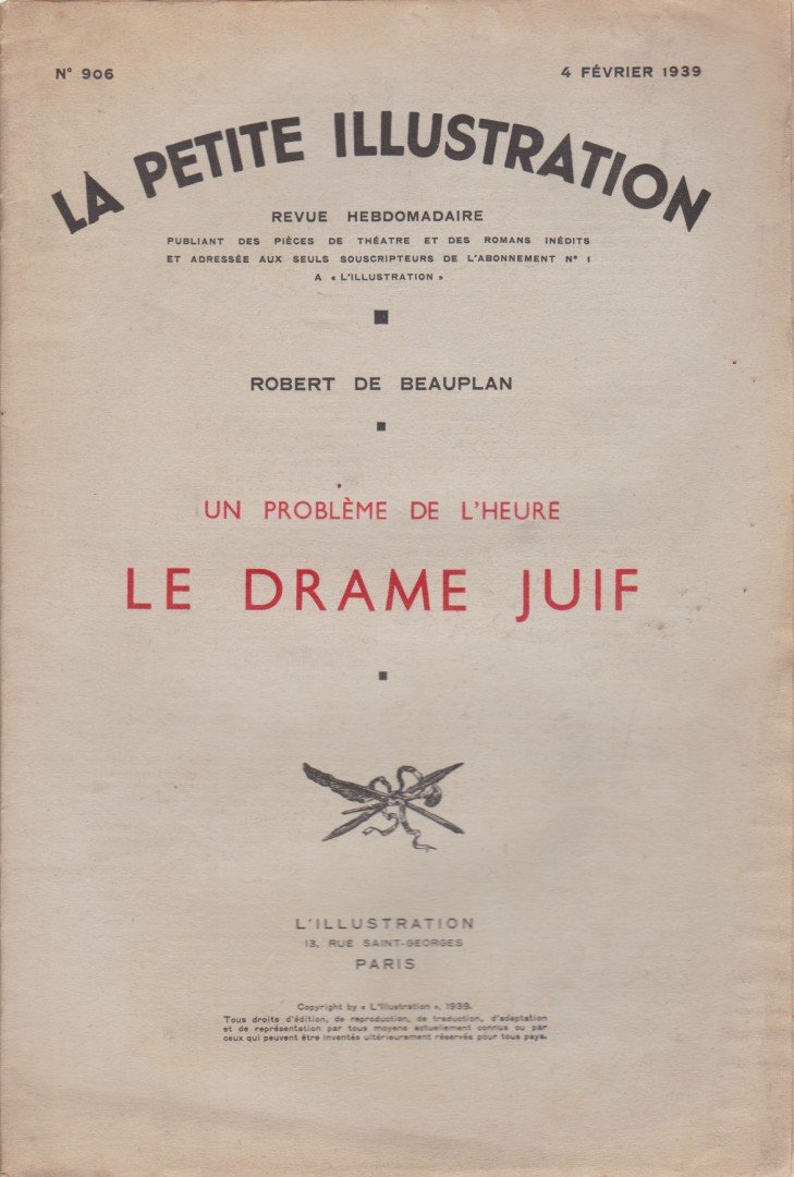 de Beauplan, Robert - Un probléme de l'heure: Le drame juif [antikvár]