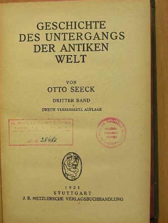 Otto Seeck - Geschichte des Untergangs der antiken Welt III. (töredék) [antikvár]